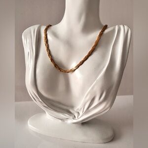 Vintage gold plated high end flat woven chain necklace